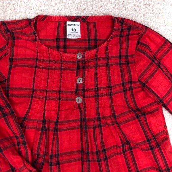 Carter’s Red and Black flannel plaid for 18 months - Picture 2 of 3